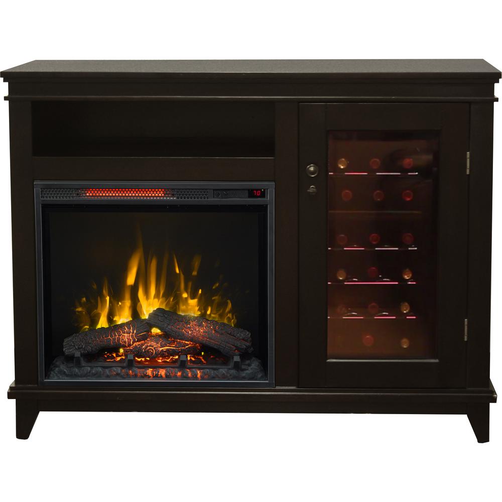 Bold Flame 47 25 In Infrared Bluetooth Media Console Electric Fireplace Tv Stand Espresso With Wine Cooler