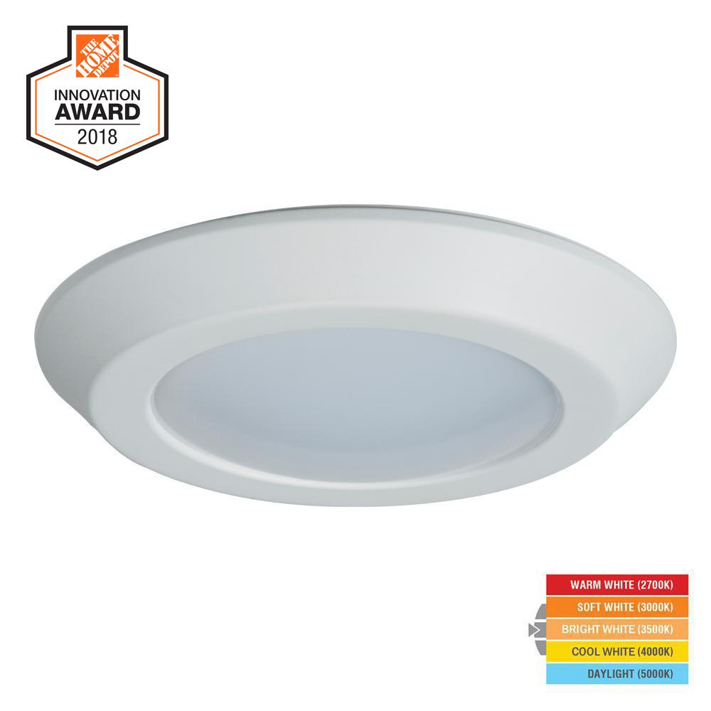 Halo Surface Mount Recessed Lighting The Home Depot Bld 6 In White Integrated Led Recessed Ceiling Mount Light Trim At Selectable Cct