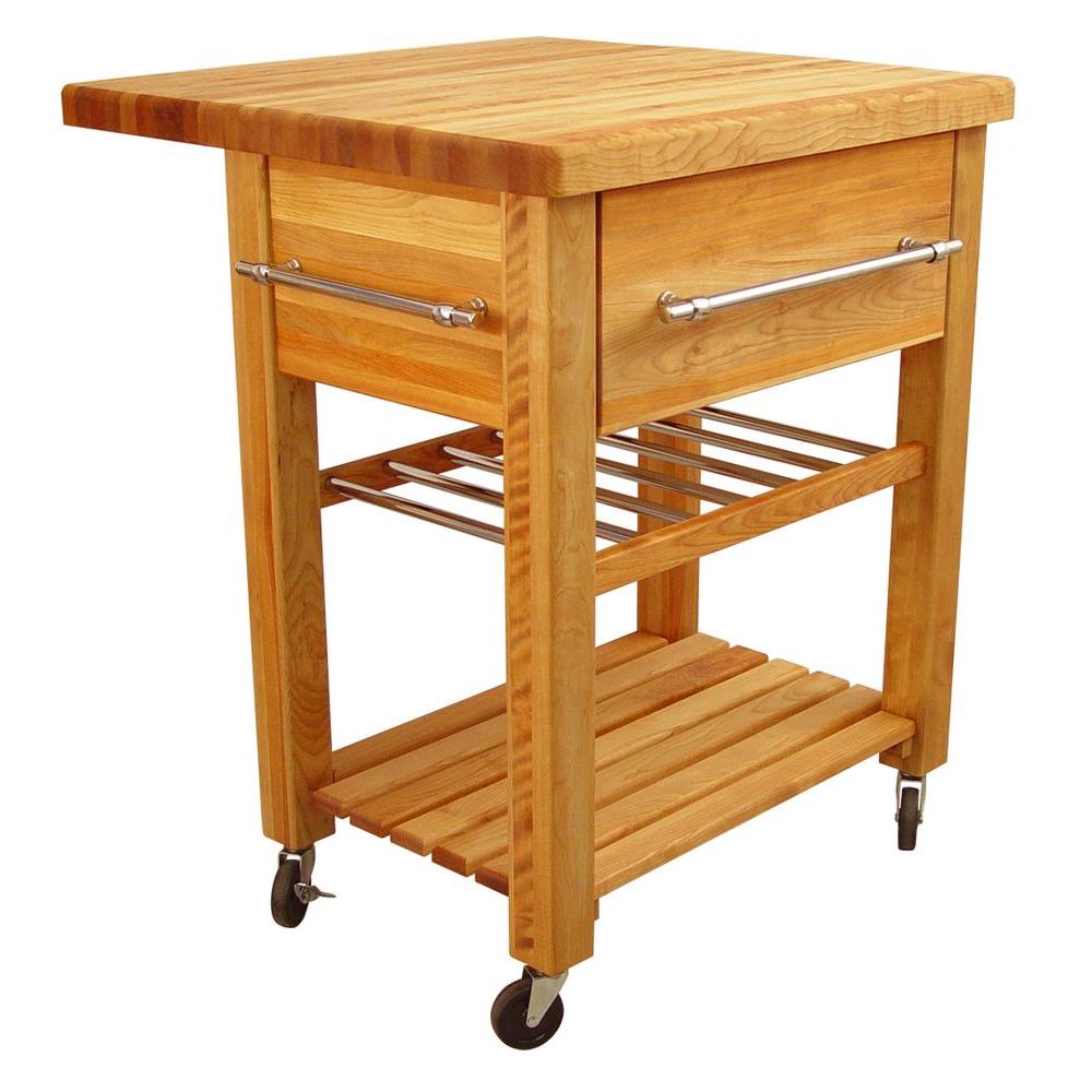 Catskill Craftsmen Baby Grand Natural Kitchen Cart with Drop Leaf and ...