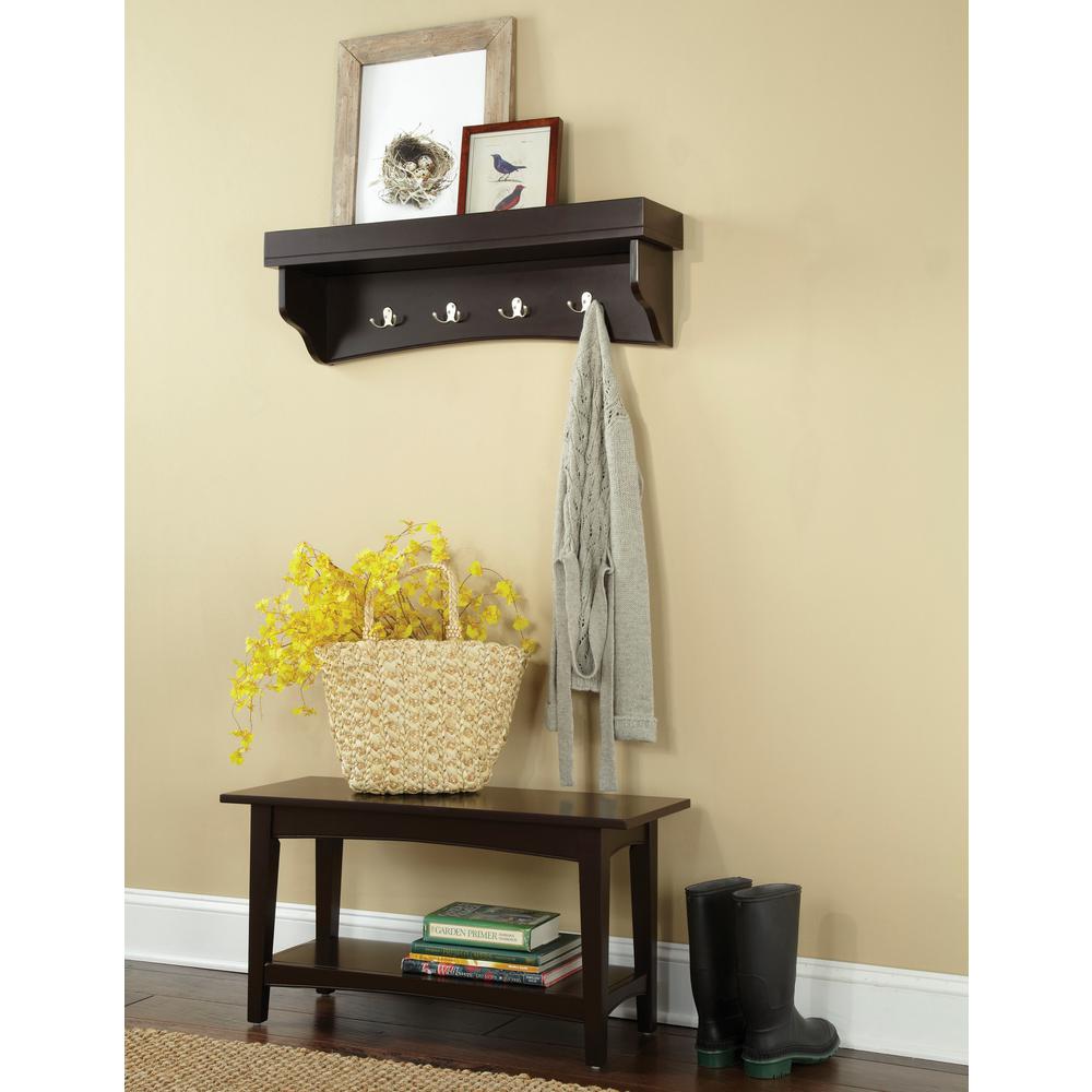 Alaterre Furniture Shaker Cottage Chocolate Hall Tree With Storage Alaterre Furniture Shaker Cottage Chocolate Hall Tree With Storage