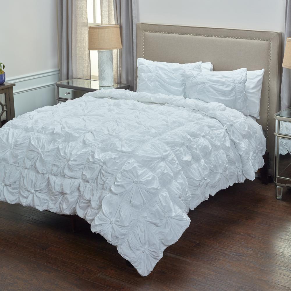 White Rizzy Home 100/% Cotton 4 Piece Sheet Set Queen
