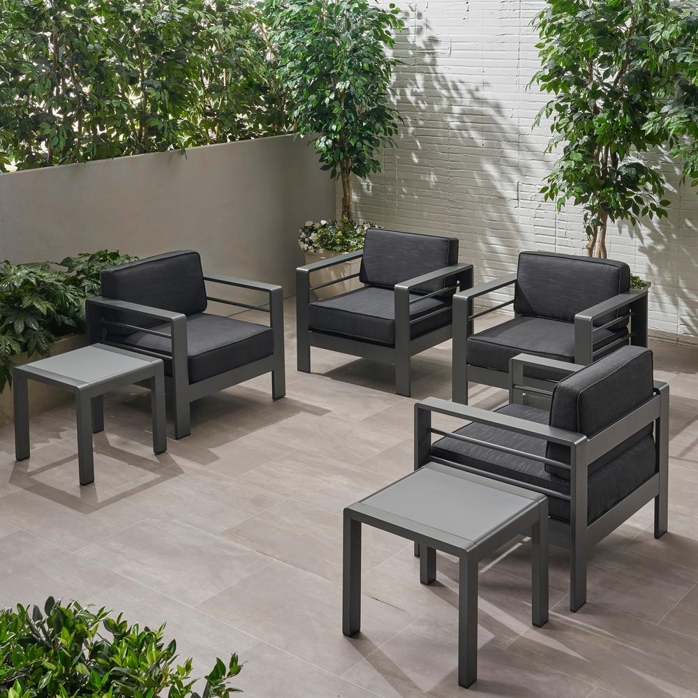 Noble House Cape Coral Grey 6Piece Aluminum Patio Conversation Seating