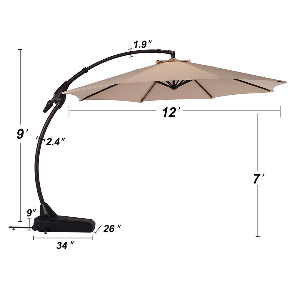 Boyel Living 12 Ft Cantilever Patio Umbrella With Base In Beige Td1000005 The Home Depot