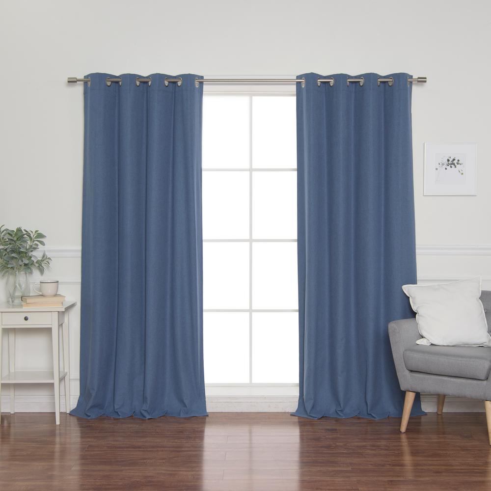 Faux Linen Blue Curtains Drapes Window Treatments The