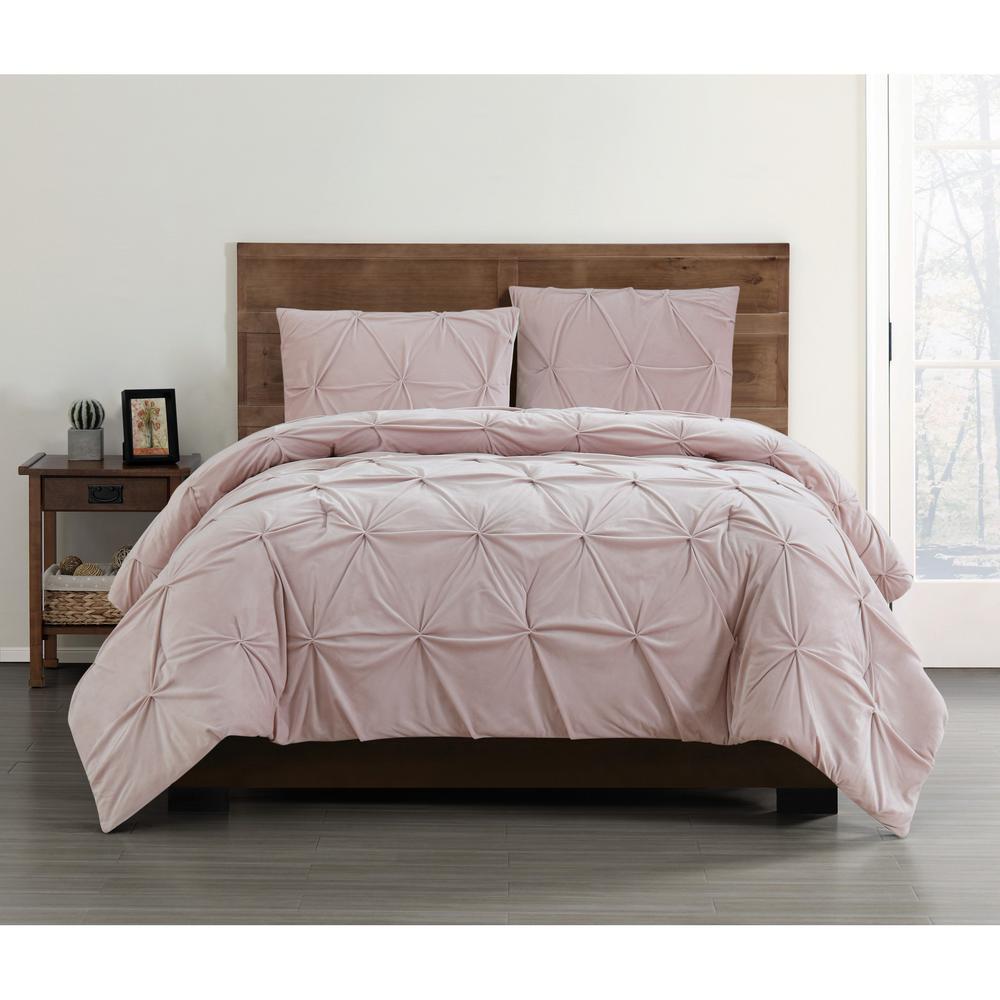 Truly Soft Everyday Pleated Velvet Blush Twin/Twin XL Comforter Set CS2681BSTX1500 The Home Depot