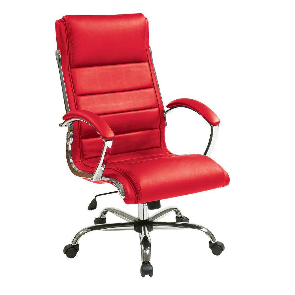 Work Smart Red Faux Leather Executive Chair Fl1327c U9 The Home Depot Work Smart Red Faux Leather Executive Chair
