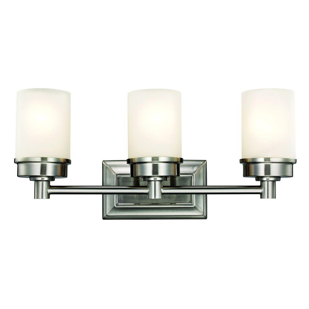 Hampton Bay Cade 3 Light Brushed Nickel Vanity Light With Frosted