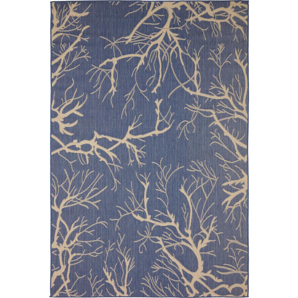 Unique Loom Outdoor Branch Navy Blue 6' 0 x 9' 0 Area Rug3135561 The