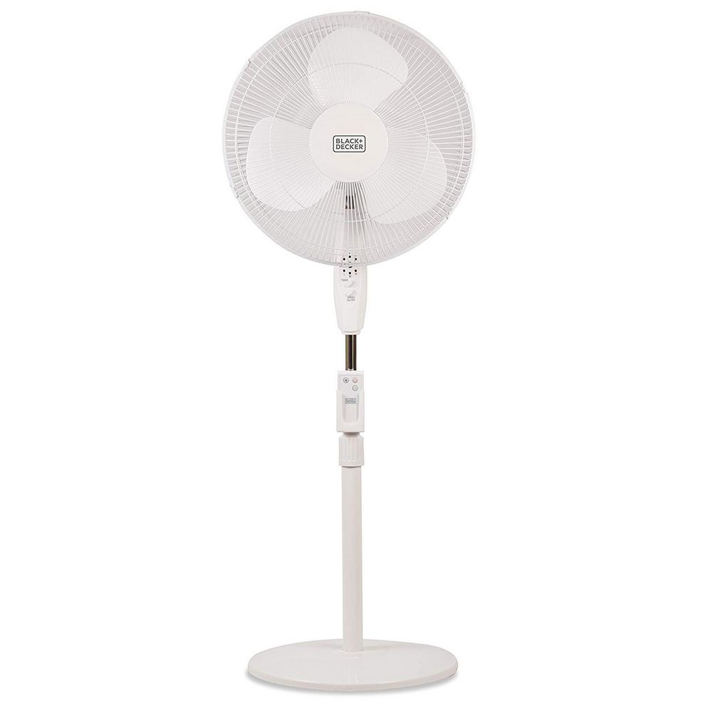 BLACK+DECKER 49.21 in. Oscillating Pedestal Fan with Remote, White