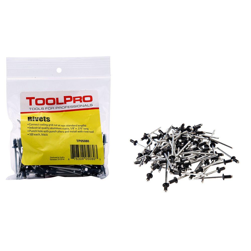 ToolPro 1/8 inch Black Aluminum Pull Rivets (100-Pieces) by ToolPro