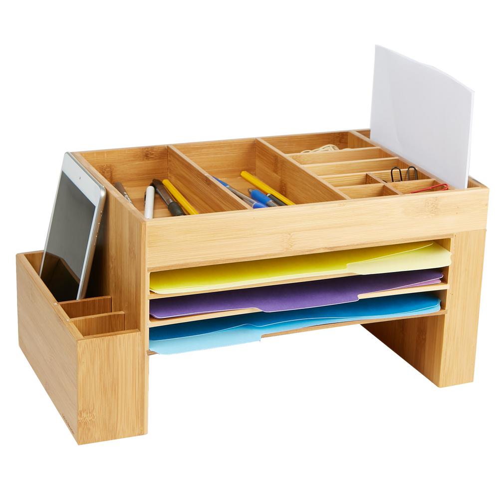 Mind Reader Bamboo Desk File Organizer Storage Saver With 16 Compartment Storage Brown Mind Reader Bamboo Desk File Organizer Storage Saver With 16 Compartment Storage Brown