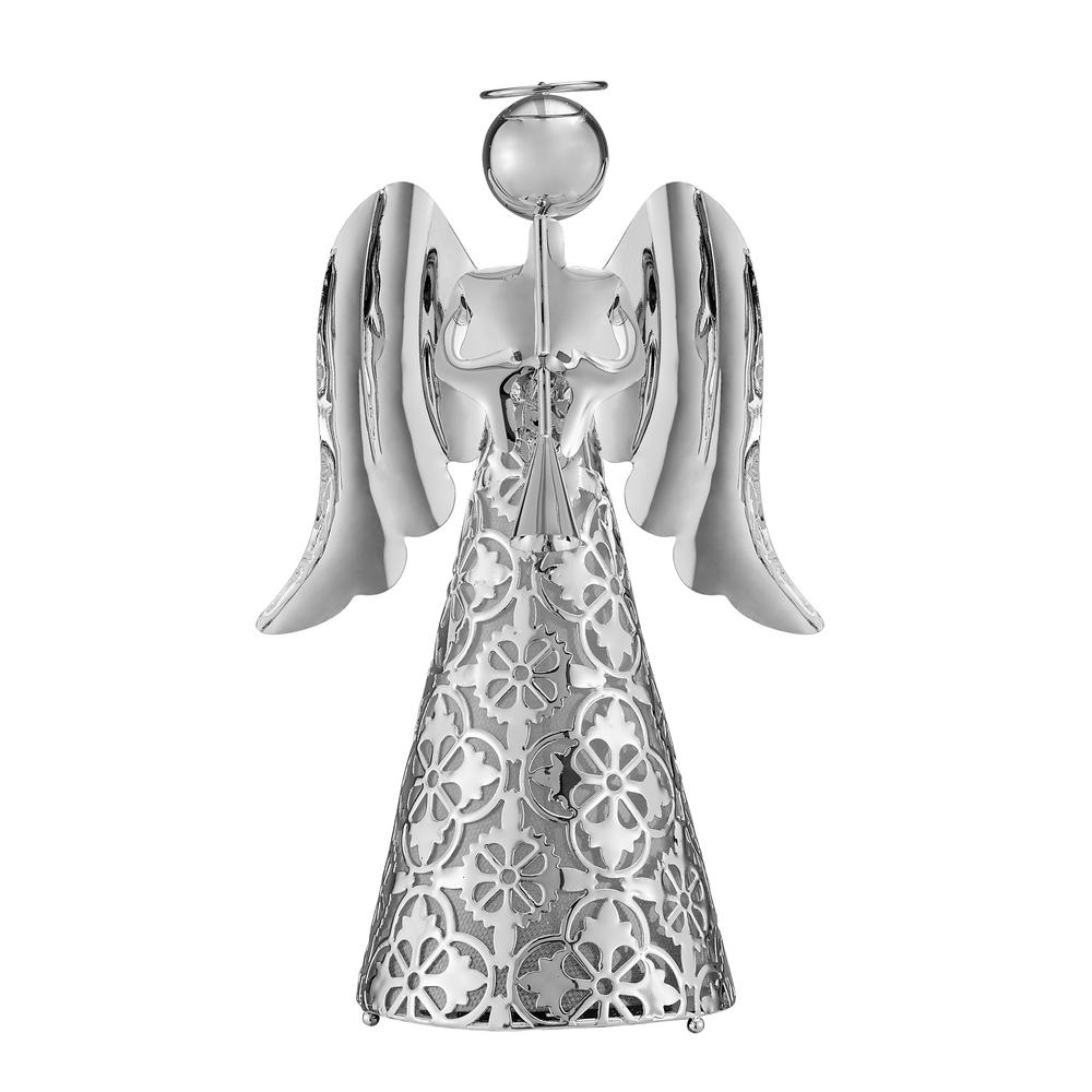 9&#34; Pre-Lit LED Tabletop Angel Decorative Figurine Silver - Haute D&#233;cor