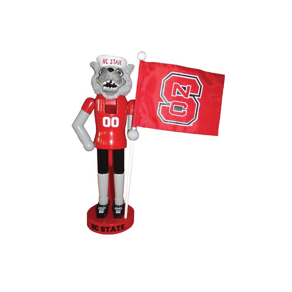 Santa's 12 in. NC State Mascot Nutcracker with FlagNCW092
