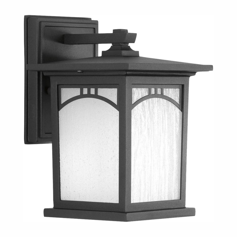 Textured Black Progress Lighting P5775-31 1-Light Wall Lantern with Etched Glass