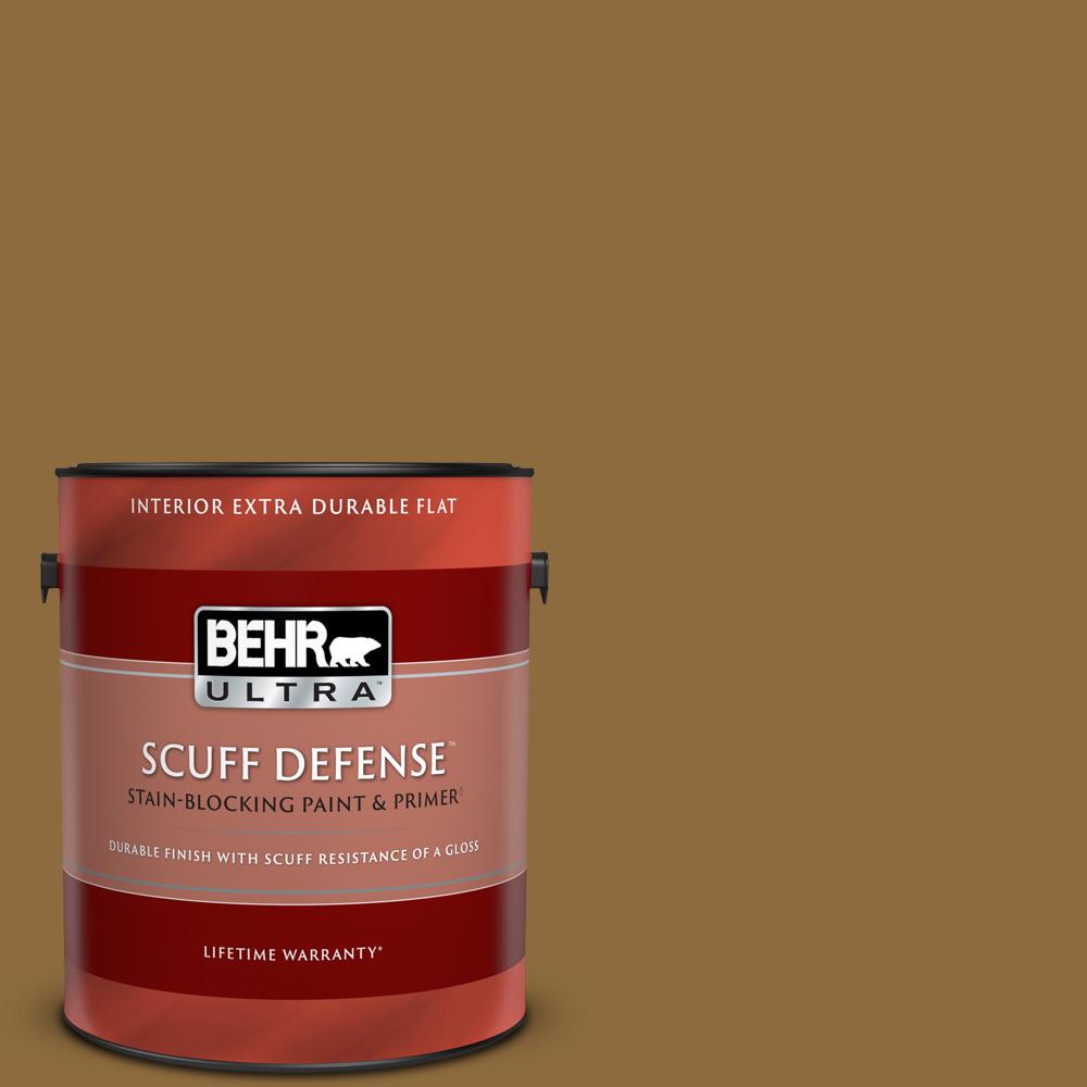 Behr Ultra 1 Gal. #300d-7 Spanish Leather Extra Durable Flat Interior Paint & Primer