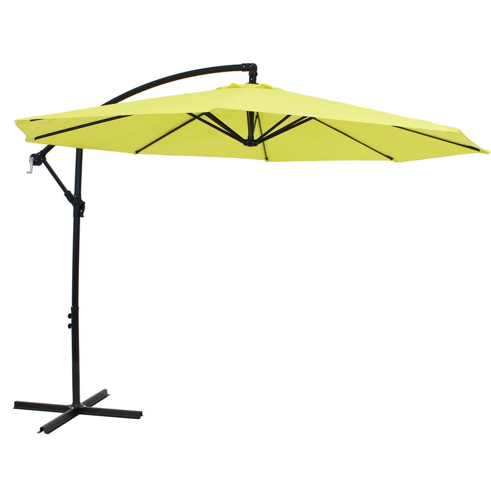 Sunnydaze Decor 9 5 Ft Steel Cantilever Offset Outdoor Patio Umbrella With Crank In Sunshine Rul 052 The Home Depot