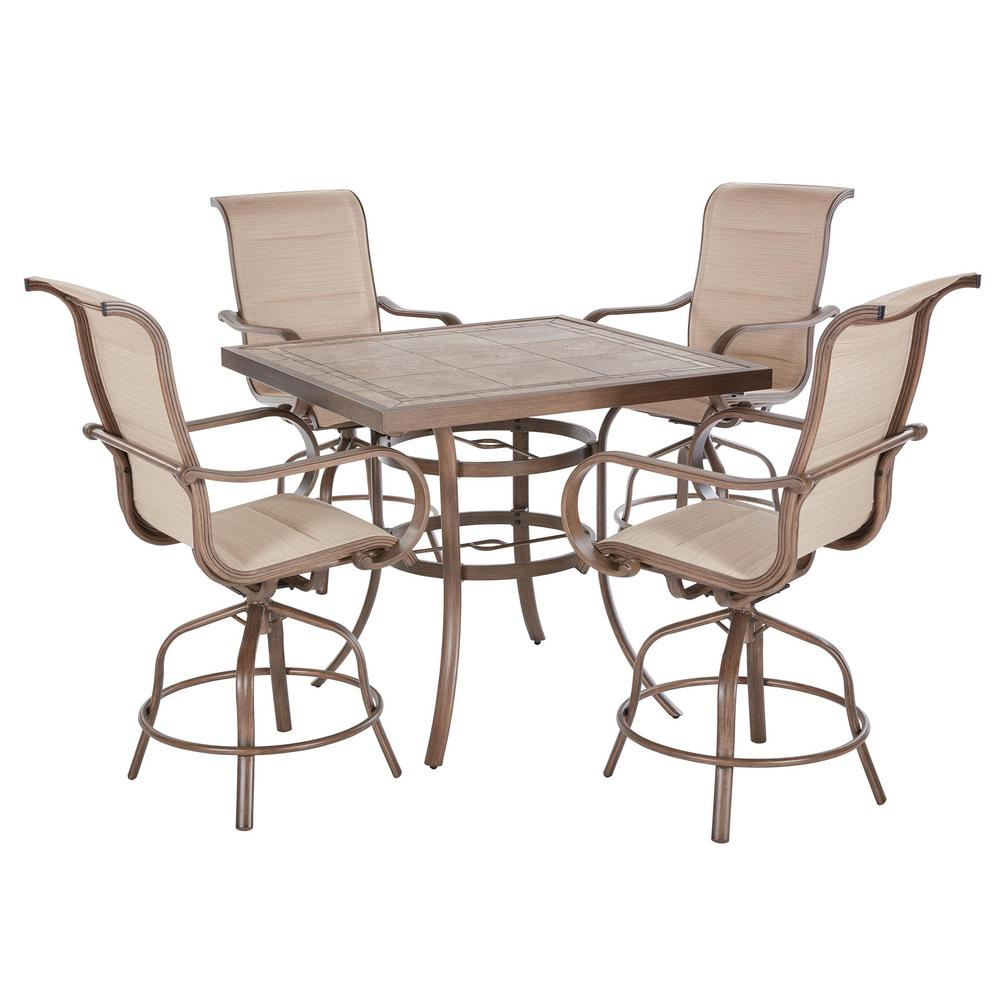 5 Piece Bar Height Patio Set With Swivel Chairs - Patio Furniture