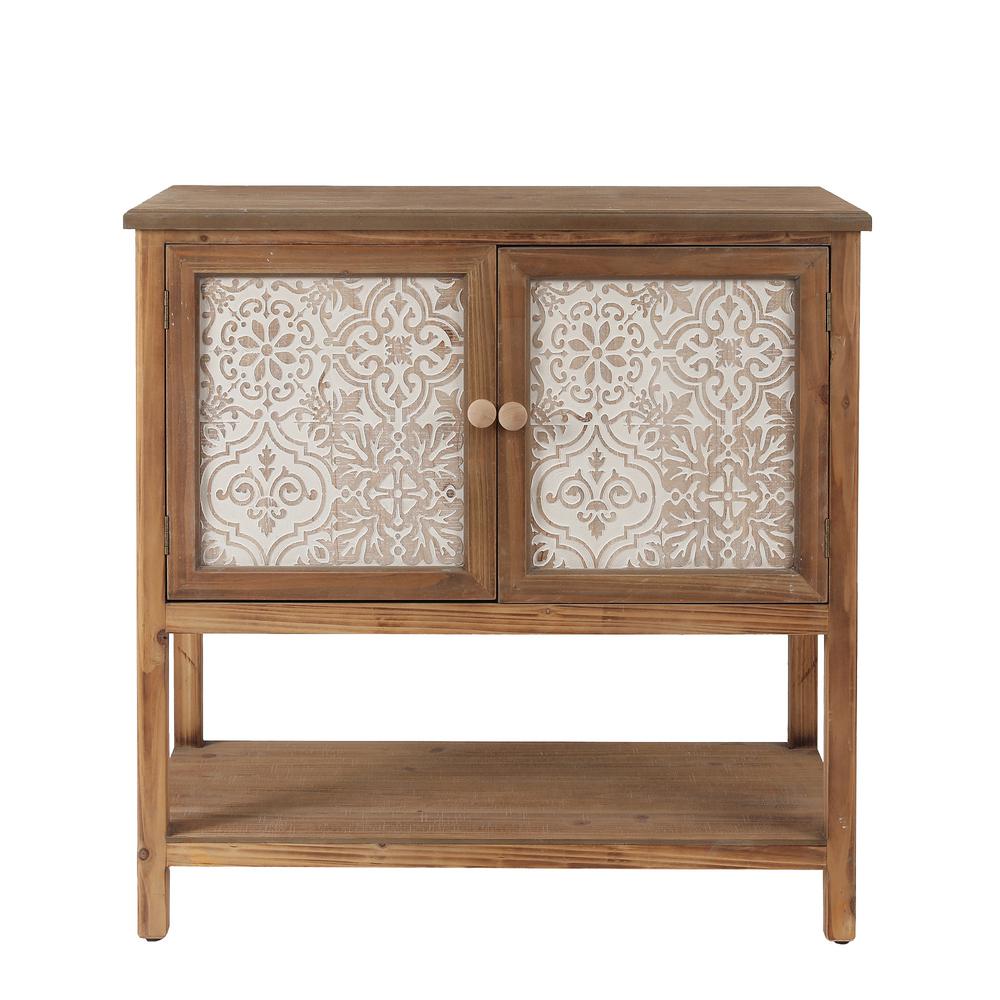 Luxen Home Natural Wood and Inlay Console Accent The