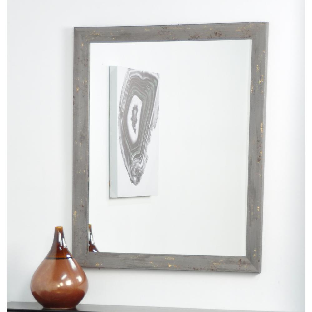 Litton Lane 48 in. Round Mettalic Gray Decorative Wall Mirror with 4 ...