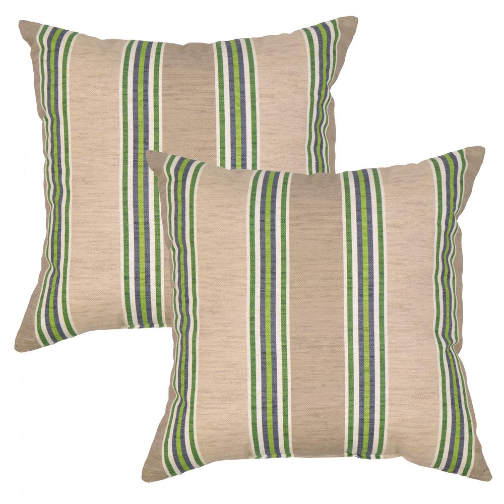 Plantation Patterns, LLC Fern Stripe Square Outdoor Throw Pillow (2