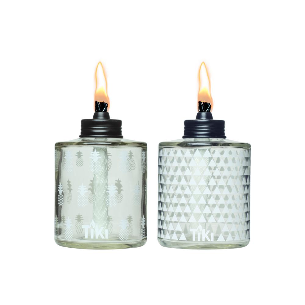 Tiki 4 5 In Tin Table Torch Silver 9 Pack 111718768 The Painted Gl Table Torch White Pattern 2 Pack