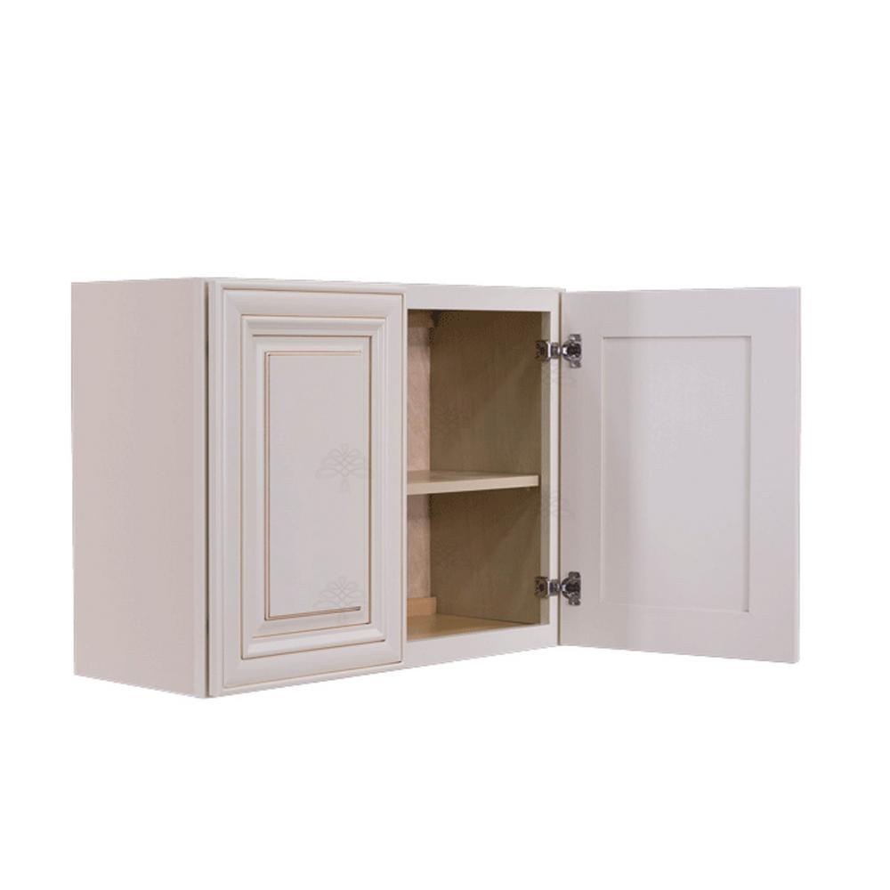 Lifeart Cabinetry Princeton Assembled 36 In X 21 In X 24 In Wall Cabinet With 2 Doors 1 Shelf In Creamy White Apcw W3621 24 The Home Depot