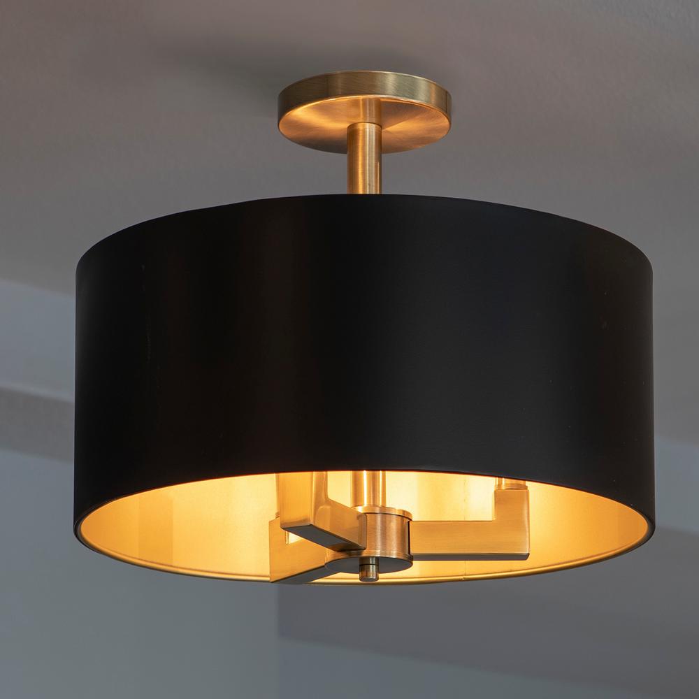 Dsi Hamilton Collection 3 Light Black And Gold Semi Flush Mount