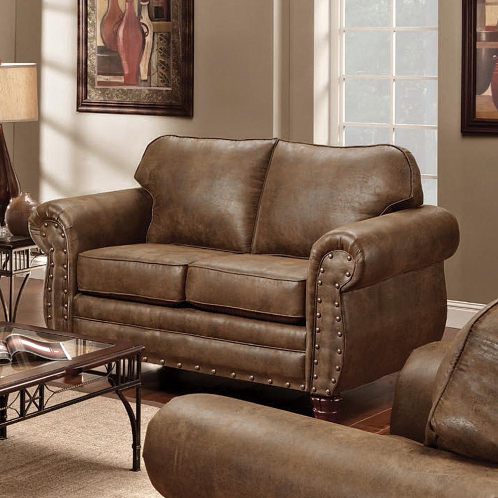 Sedona Brown Rustic Nail Head Love Seat Sedona Brown Rustic Nail Head Love Seat