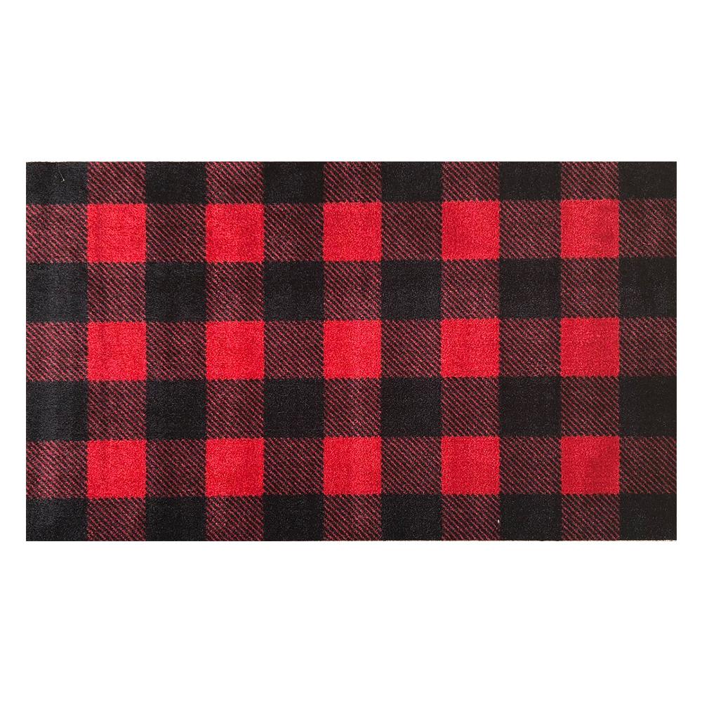 Studio 67 In Home Washable Non Slip Buffalo Plaid Red 2 Ft 3 X 11 Area Rug Mat