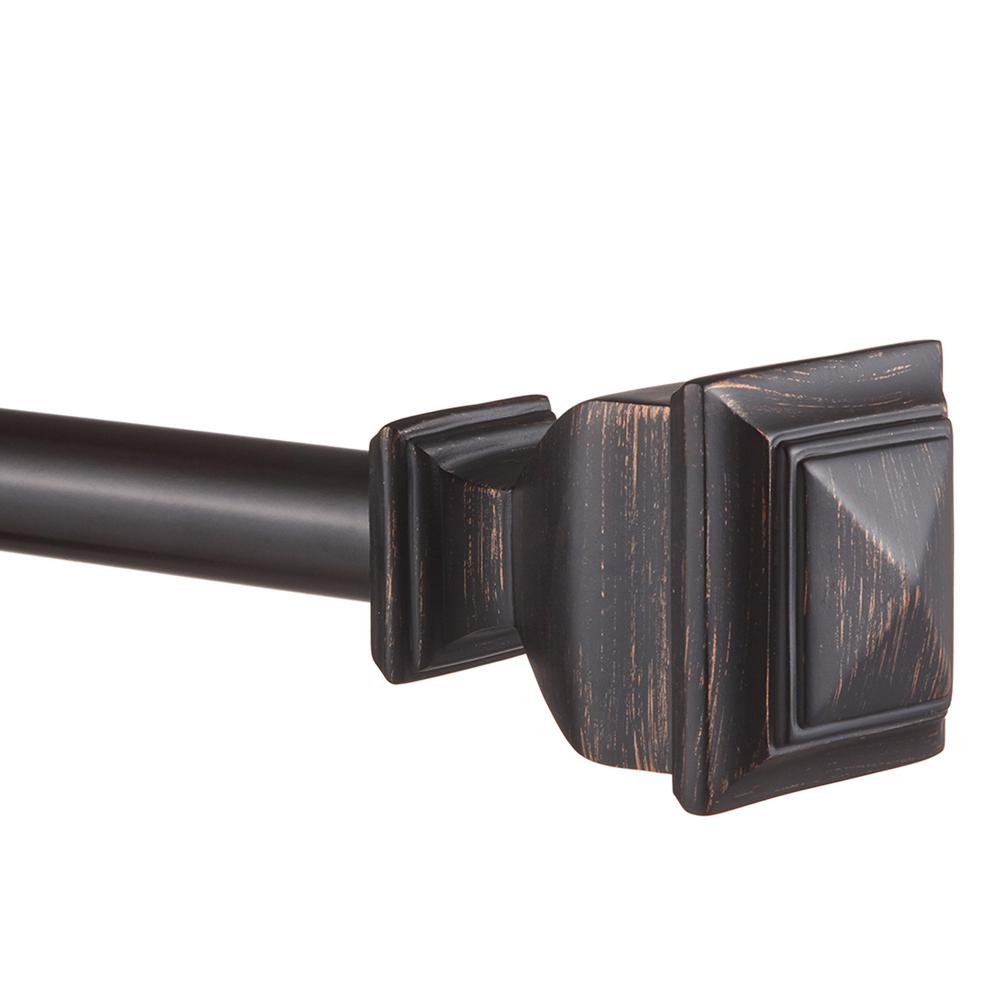 36 in. 72 in.Adjustable Length 1 in. Dia Curtain Rod Kit in Matte Bronze with Napoleon Finial