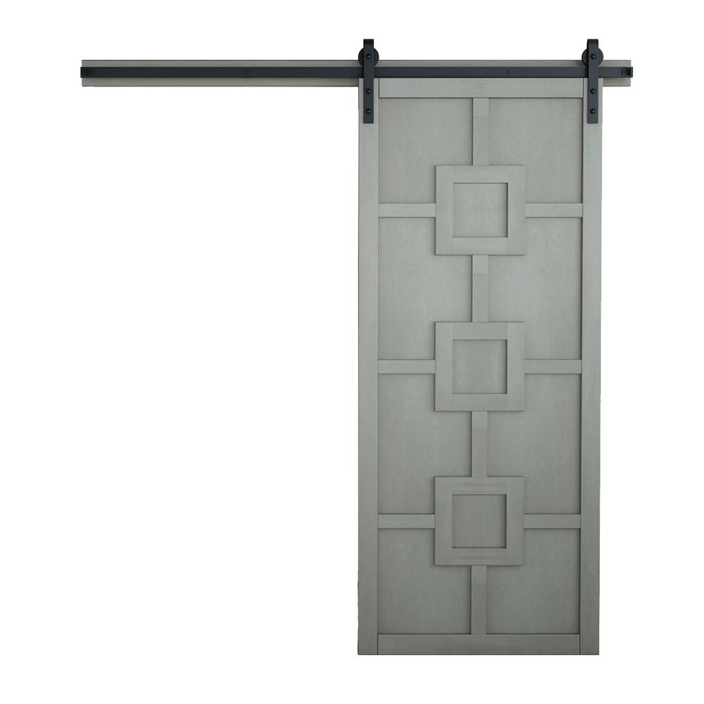 42 in. x 84 in. Mod Squad Dove Wood Sliding Barn Door with Hardware Kit
