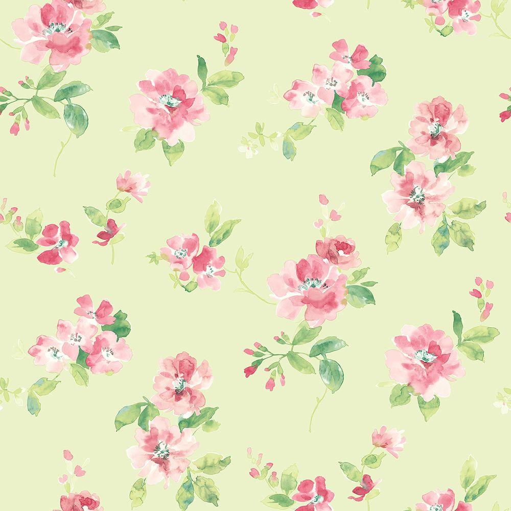 Captiva Mint Floral Toss Wallpaper Sample