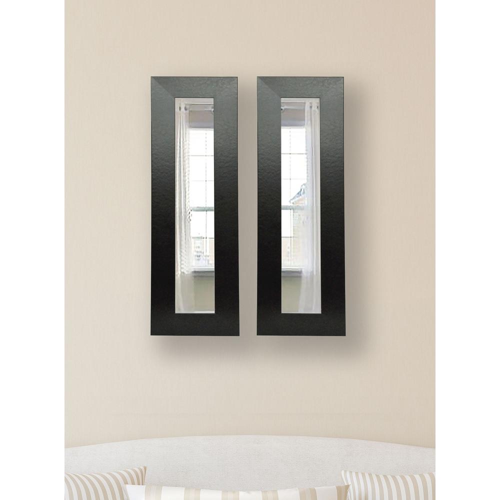 16 In X 40 Black Wide Leather Vanity Mirror Set Of 2