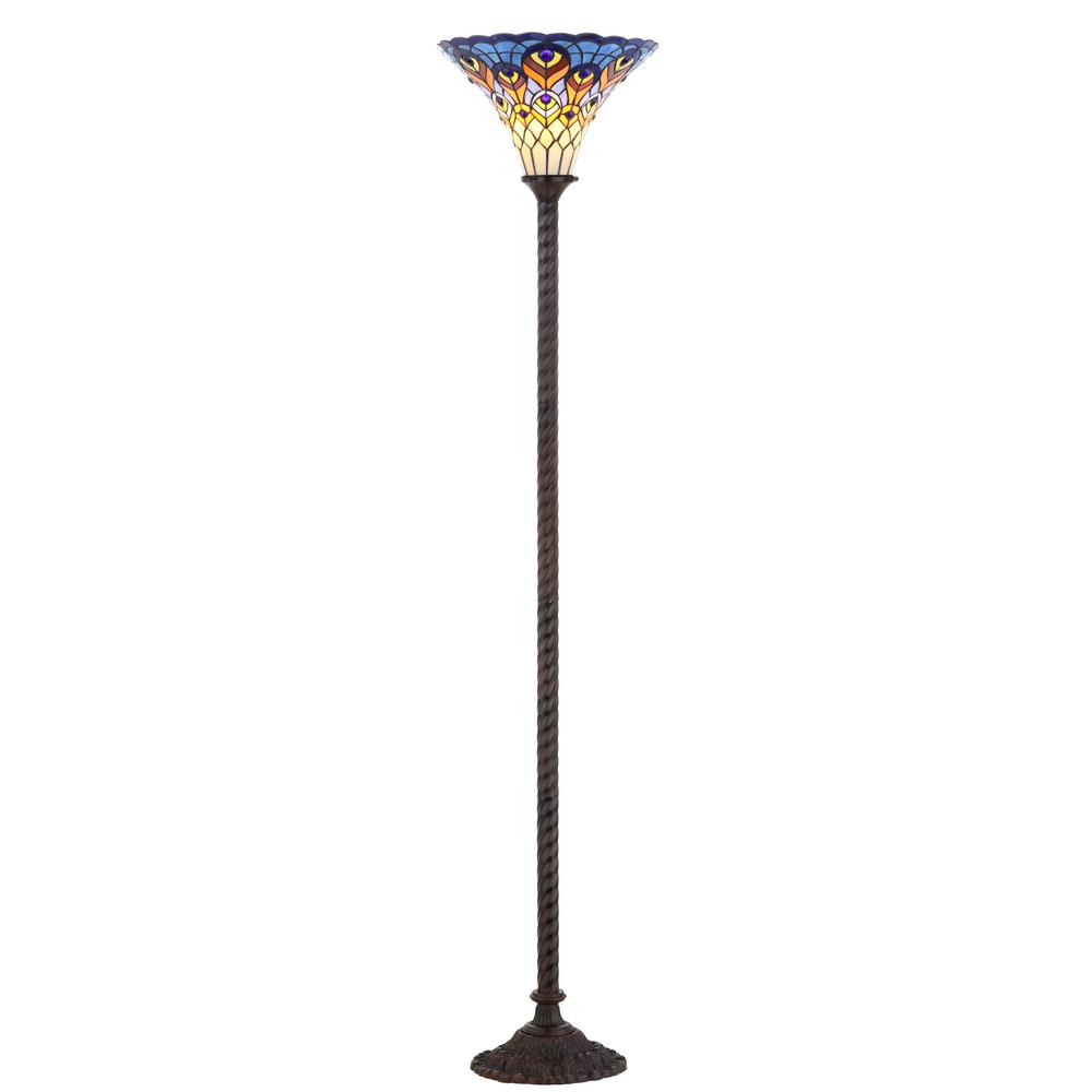 Jonathan Y Peacock Tiffany Style 70 In Bronze Torchiere Floor