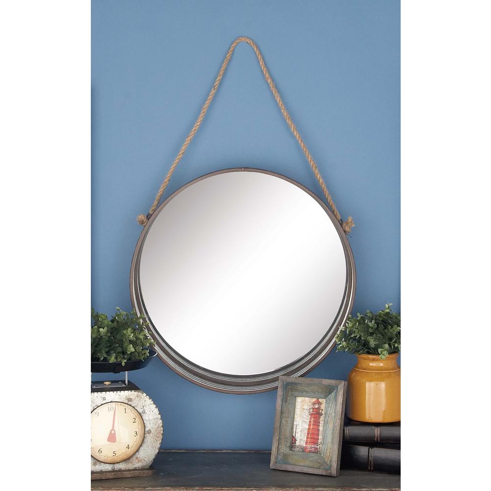 Litton Lane 3 Piece Modern Metal Rope Wall Mirror Set 47944 The Litton Lane 3 Piece Modern Metal Rope Wall Mirror Set