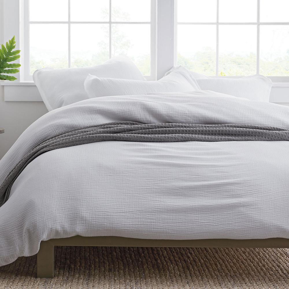 The Company Store Pryor White Solid Organic Cotton Twin Duvet