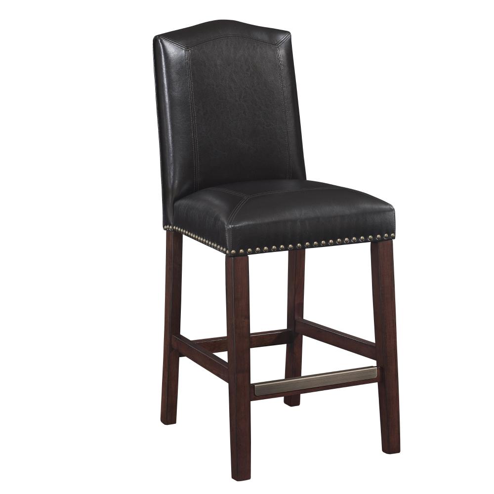 Noble House Lopez 26 in. Brown Leather Counter Stool (Set of 2) 237529 ...