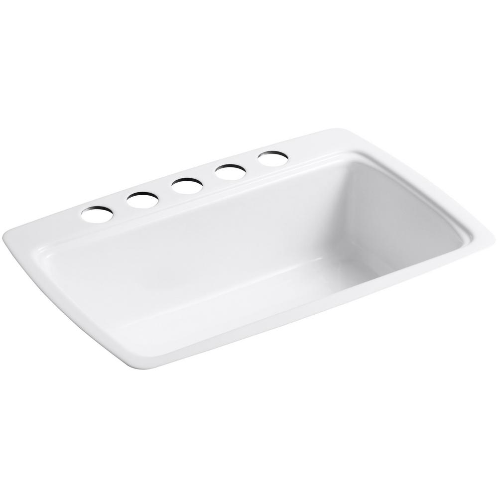 KOHLER Cape Dory Undermount Cast Iron 33 in. Single Bowl ...