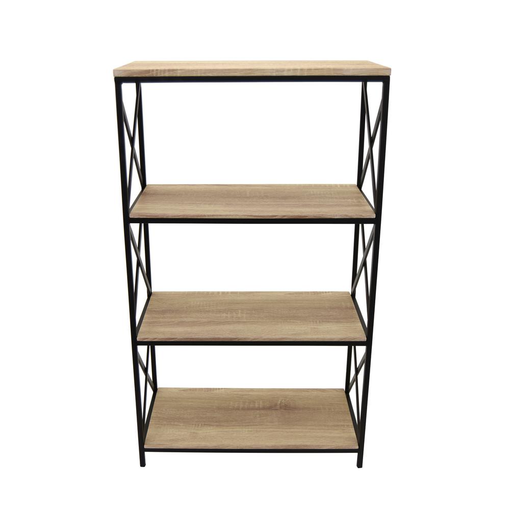 Three Hands Bookcases Home Office Furniture The Depot 23 In X 11 5 29 Brown Wood And Metal 4