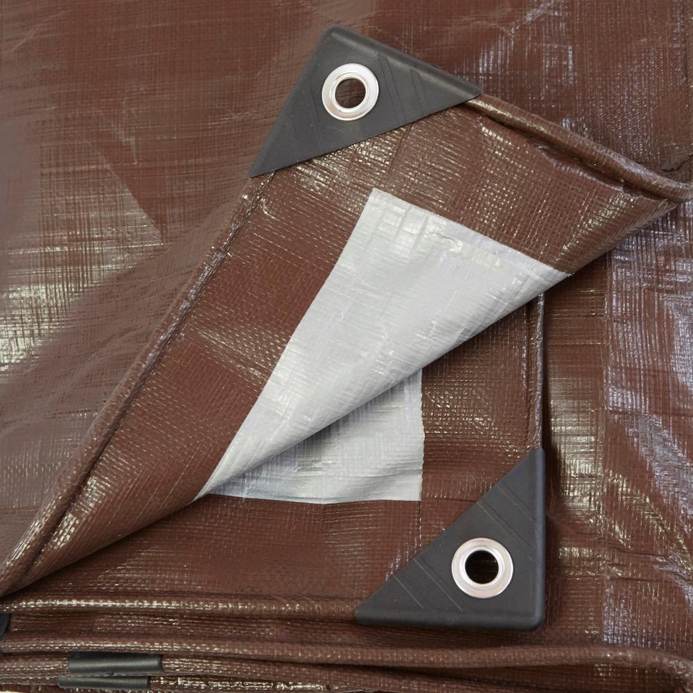 BROWN/Silver Poly Tarp Kit 10 Mil 12 ft. x 16 ft. Garden Shades Canopies 752494990861 eBay