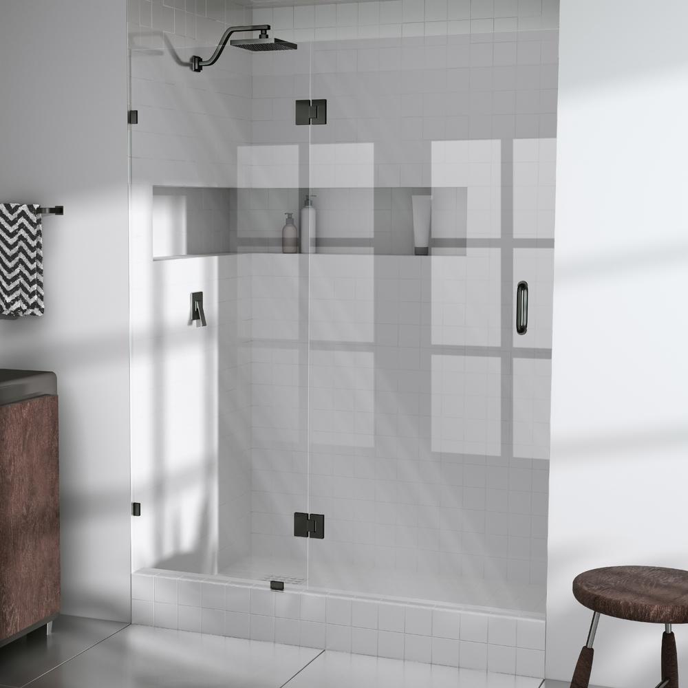 Glass Warehouse 50 In X 78 Frameless Hinged Shower Door Frameless Glass Hinged Shower Door In Oil Rubbed Bronze