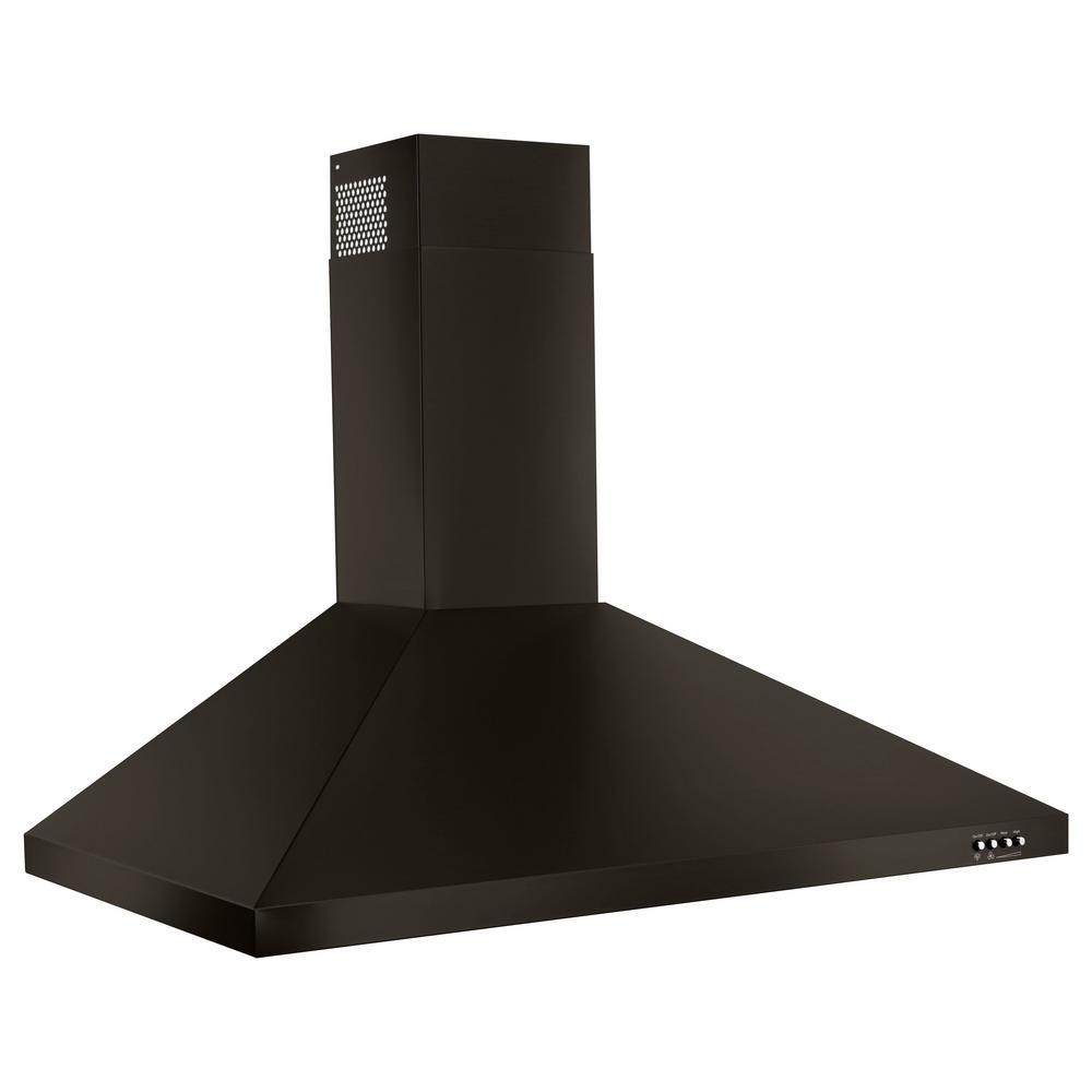 36 in. Contemporary Black Stainless Wall Mount Range Hood in Black