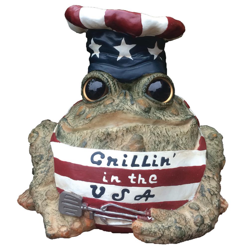 Toad Hollow 8 5 In Golfing Toad Garden Statue 94065 The Home Depot