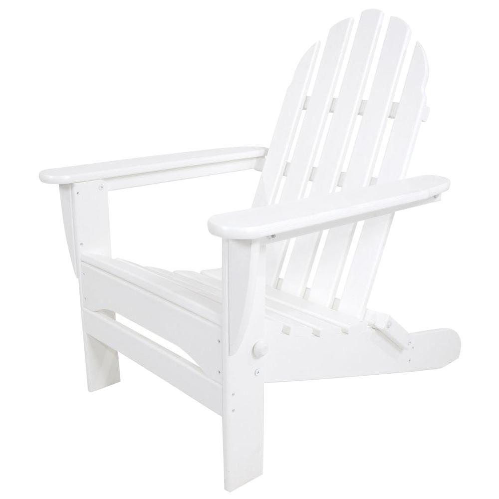 POLYWOOD Classic White Folding Plastic Adirondack Chair ...