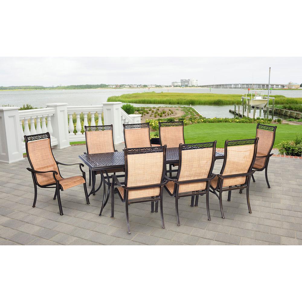Hanover Somerset 9 Piece Aluminum Rectangular Outdoor Dining Set With Cast Top Table Somdn9pc The Home Depot