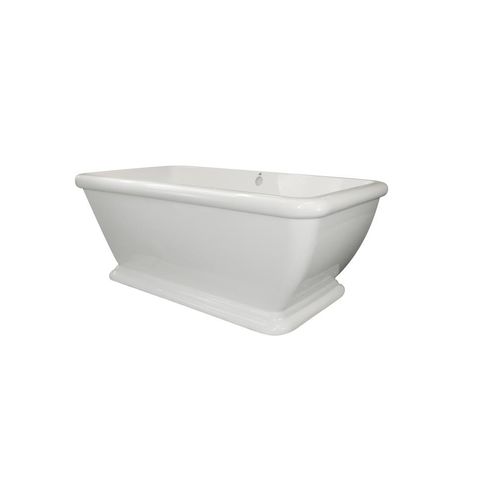 Hydro Systems Rockwell 6 Ft Acrylic Flatbottom Non Whirlpool Freestanding Bathtub In White