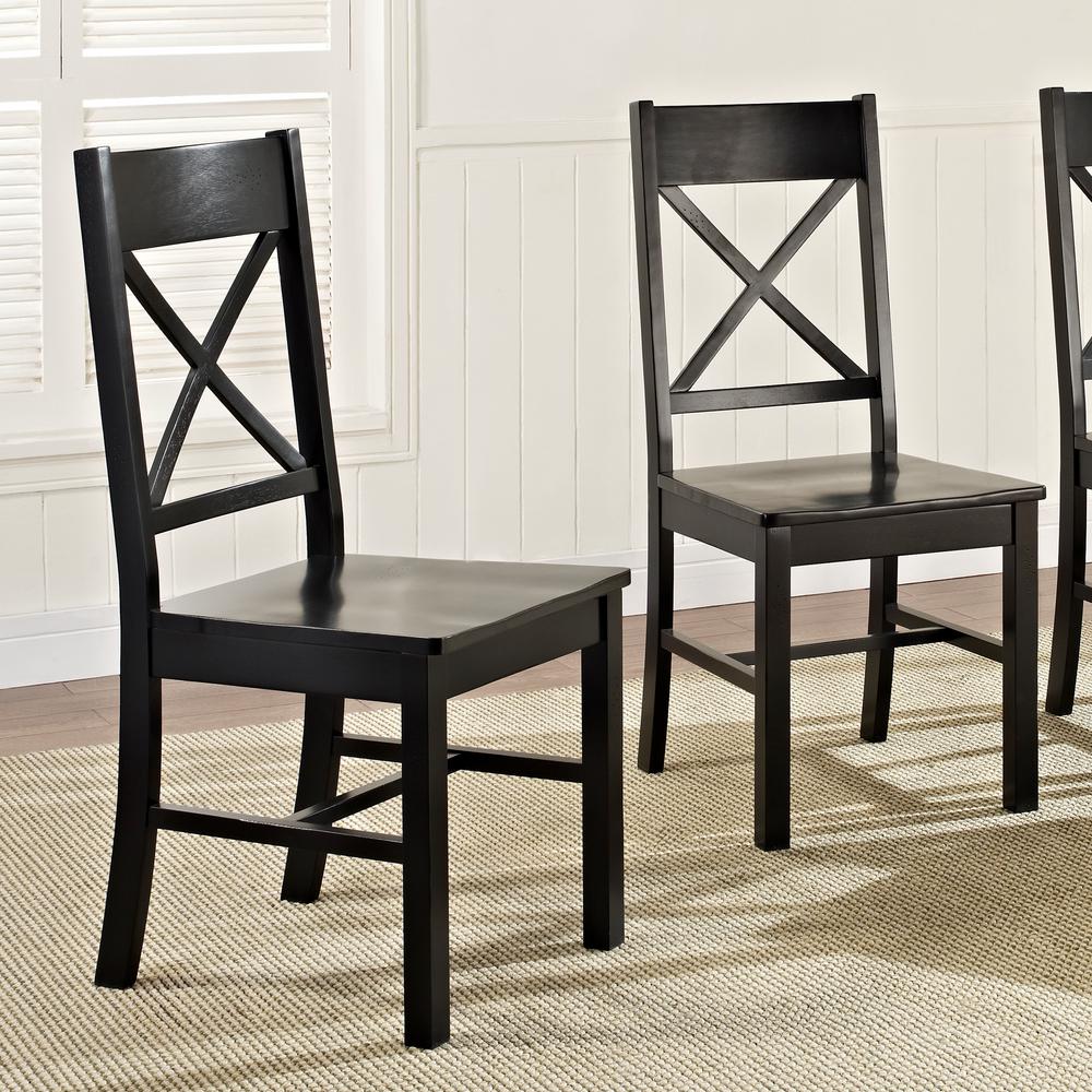 Walker Edison Furniture Company Millwright Antique Black Wood Dining Walker Edison Furniture Company Millwright Antique Black Wood Dining Chair ( Set of 2) - Walker Edison Furniture Company Millwright Antique Black Wood Dining