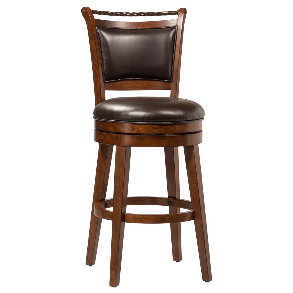 Hilale Furniture Calais 26 In Distressed Um Brown Cherry Distressed Um Brown Cherry Swivel Bar Stool 4298 826 The Home Depot