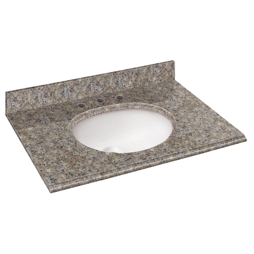 Corian Vanity Tops Bathroom Vanities The Home Depot 37 In W Granite Vanity Top Montero With White Basin