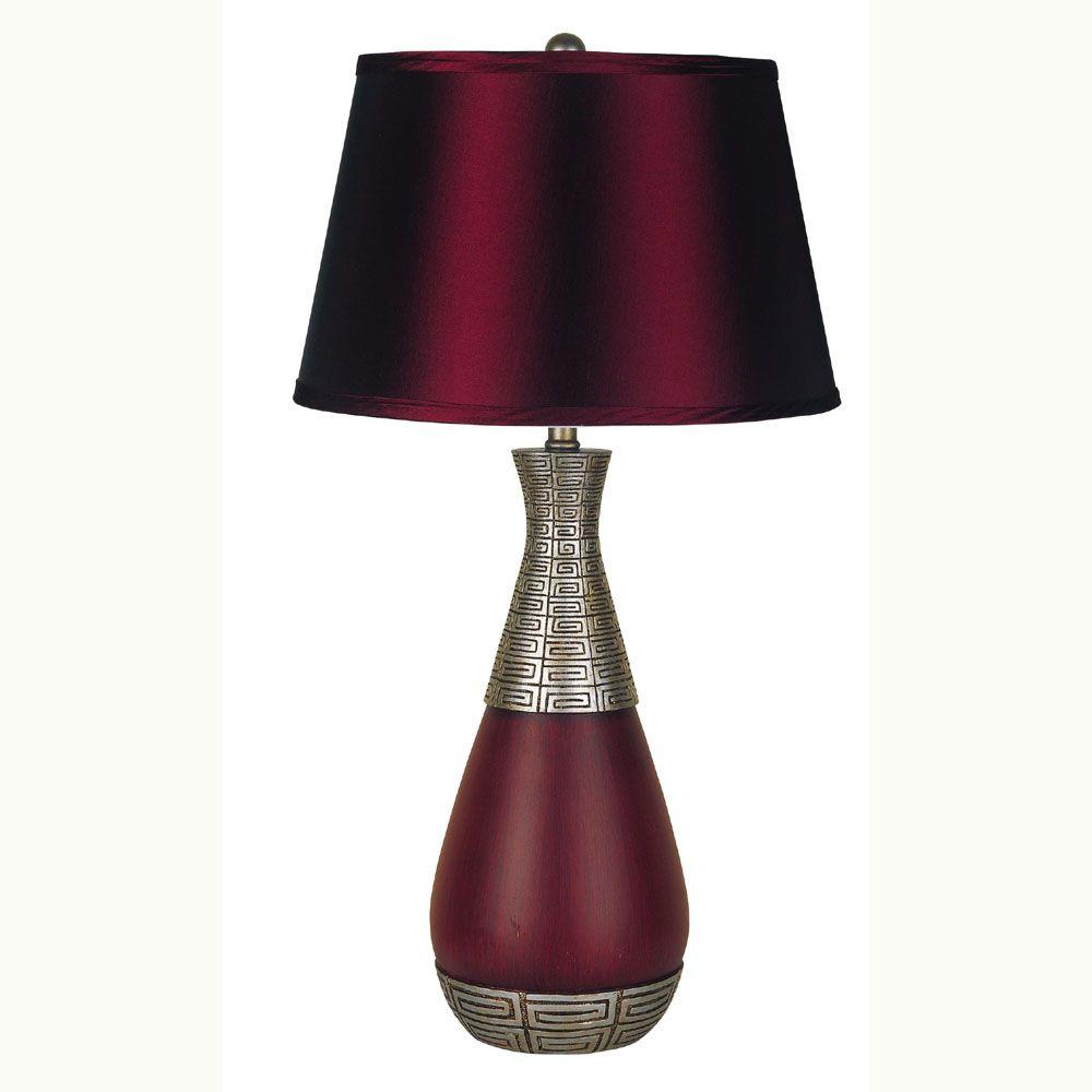 ORE International 29.5 inch Unique Burgundy and Silver Table Lamp by ORE International